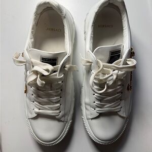 Versace White Safety Pin Sneakers